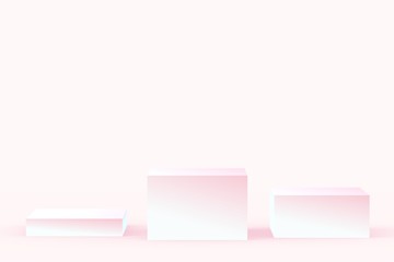 3d white pink cubes gradient colors in soft pastel minimal studio background. Abstract 3d geometric shape object illustration render. Display for summer holiday product.