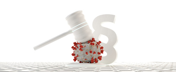 virus cell judge gavel paragraph law 3d-illustration - obrazy, fototapety, plakaty