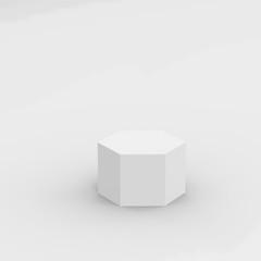 3d white gray hexagon podium minimal studio background. Abstract 3d geometric shape object illustration render. Display for cosmetics and beauty fashion product.