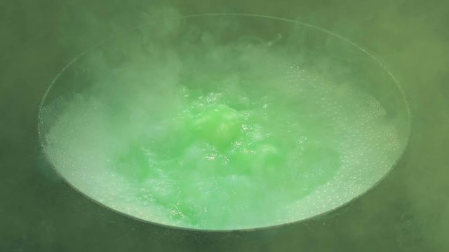 Smoky Witches Cauldron Boiling And Bubbling