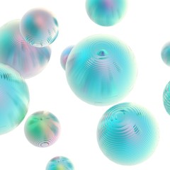 Mint green balls silver gradient colors isolated background. Abstract bubble glossy pastel 3d geometric shape object illustration render.