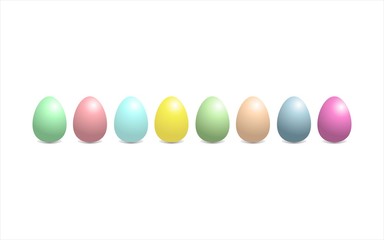 Set of Easter eggs with different colors vector isolated on white background