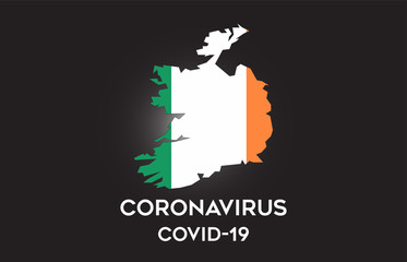 CoronaVirus in Ireland and Country flag inside Country border Map Vector Design.