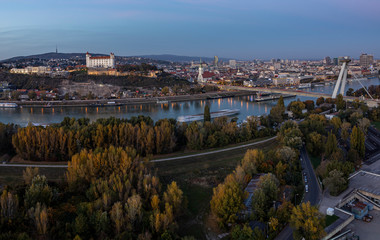 Fototapeta na wymiar panorama of Bratislava, Slovakia from Incheba hotel roof