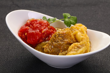 Caucasian cuisine - baked eggplant and tomato