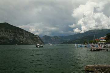 Lake Iseo, Italy : view of the lake with clouds