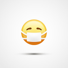 Face with medical mask. Virus. Ill,sick head icon. Vector