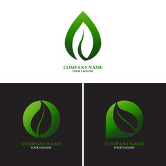 Green Leaf eco organic Logo design vector template. Abstract elegant tree leaf flower logo icon vector design.