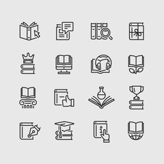 Book icon set in thin line style