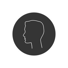 Man head silhouette line icon. Vector illustration in modern flat