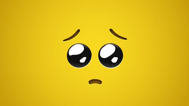 Animated colorful looping pleading face emoji background for apps or ad commercial. Bringing life to your screen. Fun character motion graphic design.