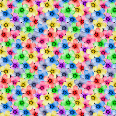 seamless pattern of flowers of different colors in watercolor