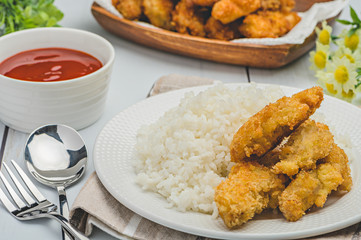  Homemade Chicken Fingers paired with white rice