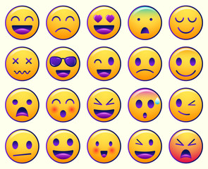 Emoji icons set. Emoticon for messenger, social media, web. Flat design. Vector