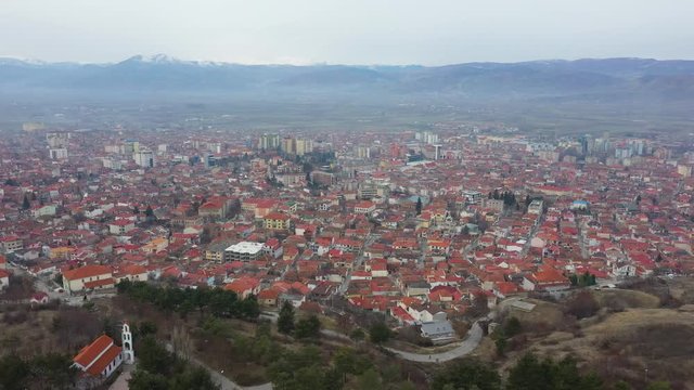 city in the mist on a cloudy day