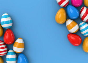 The Easter Eggs in colorful Background - 3D