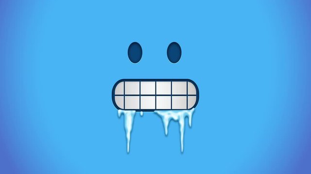 Animated colorful looping cold freezing face emoji background for apps or ad commercial. Bringing life to your screen. Fun character motion graphic design.