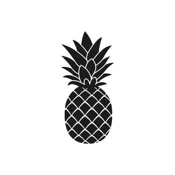 recommend clip art: Pineapple silhouette icon. Isolated on white. Black Pineapple. Vector