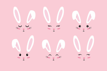 Bunny ears. Easter Bunny face mask. Vector