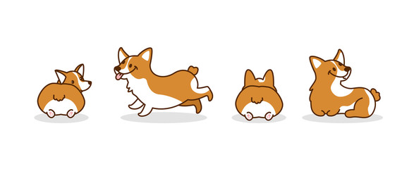 Cute corgi dogs. Puppy. Hand drawn corgi dogs. Vector