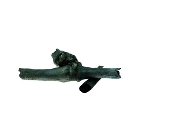 Natural bamboo charcoal isolated on the white background.