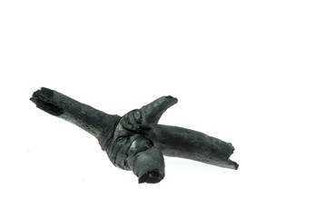 Natural bamboo charcoal isolated on the white background.