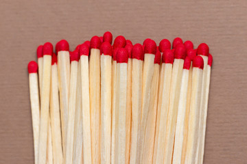 matches on a craft color background close up