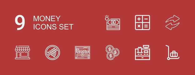 Editable 9 money icons for web and mobile