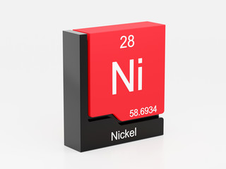 Nickel, periodic table element modern icon series, 3D rendered on white background	