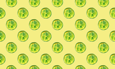 Hand drawn bright watercolor fruit seamless pattern. Food illustration with lemon, banana, avocado, peach
