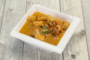 Traditional thai curry chicken soup