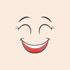 Cartoon kawaii eyes and mouths on white background. Cute emoticon emoji characters in flat style. Vector emotion smile cartoon, illustration EPS10