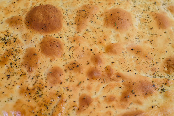 Delicious focaccio made for restaurant guests. Tasty and healthy food.