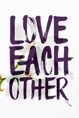 beautiful orchid flowers on branch isolated on white, love each other illustration