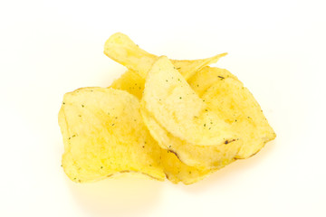 Natural potato salted chips heap