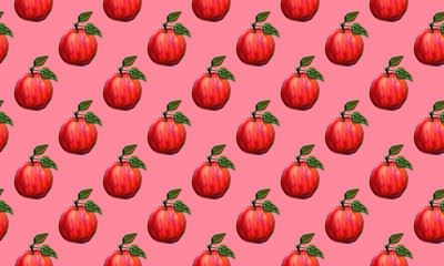 Hand drawn bright watercolor fruit seamless pattern. Food illustration with lemon, banana, avocado, peach