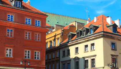 Fototapeta premium Colorful historic tenement houses in the Old Town of Warsaw city in Poland