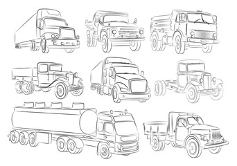 The big set of truck sketch. 