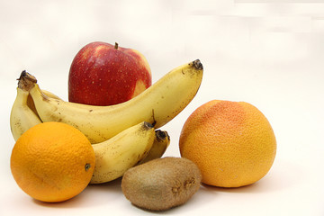 fresh fruits on white background