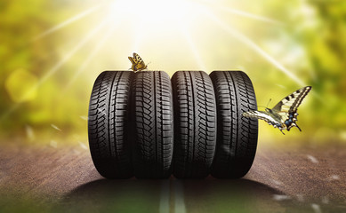 summer tires - time for summer tires - obrazy, fototapety, plakaty