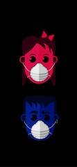 Corona icons boy and girl 