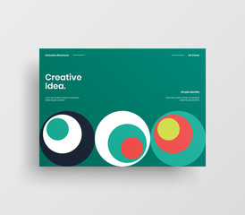 Creative business presentation vector A4 horizontal orientation front page mock up. Modern corporate report cover abstract geometric illustration design layout. Company identity brochure template.