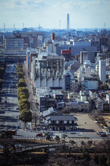 Panoramic View to the Himeji City from the Castle Hills, Japan