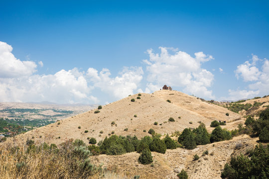 Ruins of Havuts Tar monastery in sunny day near Garni temple, Armenia