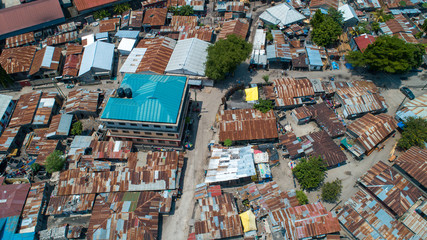 aerial view of the local settlement in Dar es salaam.