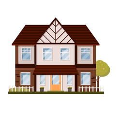 House vector illustration isolated on white background. Detailed house facade vector