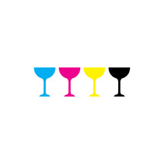 Glass with CMYK color logo design vector