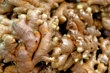 Freshly root ginger in Street Food Market