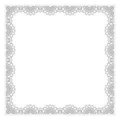 Template for carpet, textile and any surface. square geometric lace pattern with ornate frame, tribal