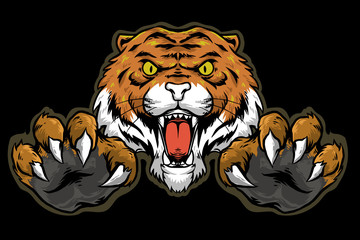 tiger head and claw